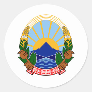 Mazedonisches Emblem, Nordmakedonien Runder Aufkleber