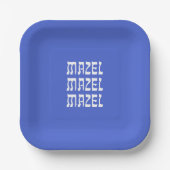 Mazel Mazel Mazel Hanukkah Blue Paper Plate Pappteller (Vorderseite)