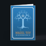 Mazel tov auf Ihrem Bar mitzvah Baum des Lebens Karte<br><div class="desc">Herzlichen Glückwunsch zu Ihrer Bar mitzvah-Karte mit einem blauen Lebensbaum auf einem dunkelblauen Hintergrund mit einem leichten Gefälle. Die Äste des Baumes bilden ein Herz um einen weißen Stern von David. Text (weiß und orange): Mazel tov auf Ihre Bar mitzvah. Für weitere Produkte, Kundenanfragen, Vertrieb & News folgen Sie uns...</div>