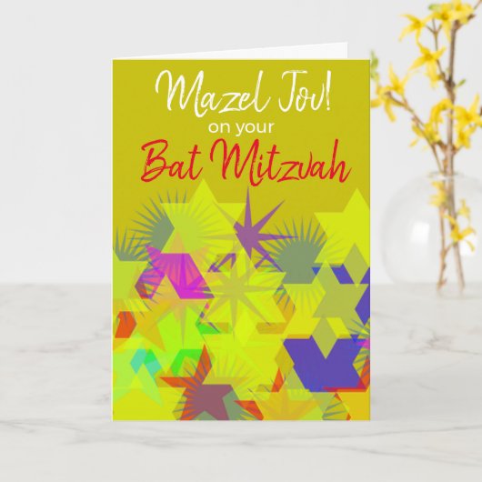 Mazel Tov auf Ihrem Bat Mitzvah Karte (Gelbe Blume)