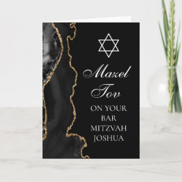 Mazel Tov auf Ihrer Bar Mitzvah Black Gold Karte