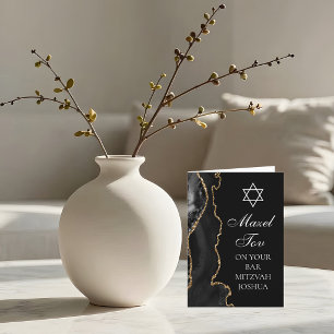 Mazel Tov auf Ihrer Bar Mitzvah Black Gold Karte