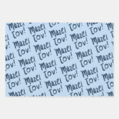 MAZEL TOV Bar Bat Mitzvah Handletter Jewish Blue Geschenkpapier Set (Vorderseite)