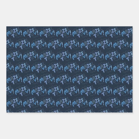 MAZEL TOV Bar Bat Mitzvah Handletter Jewish Blue Geschenkpapier Set (Vorderseite 3)