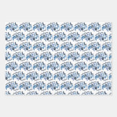 MAZEL TOV Bar Bat Mitzvah Handletter Jewish Blue Geschenkpapier Set (Vorderseite 2)