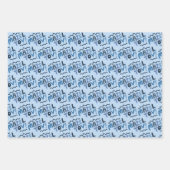 MAZEL TOV Bar Bat Mitzvah Handletter Jewish Blue Geschenkpapier Set (Vorderseite)