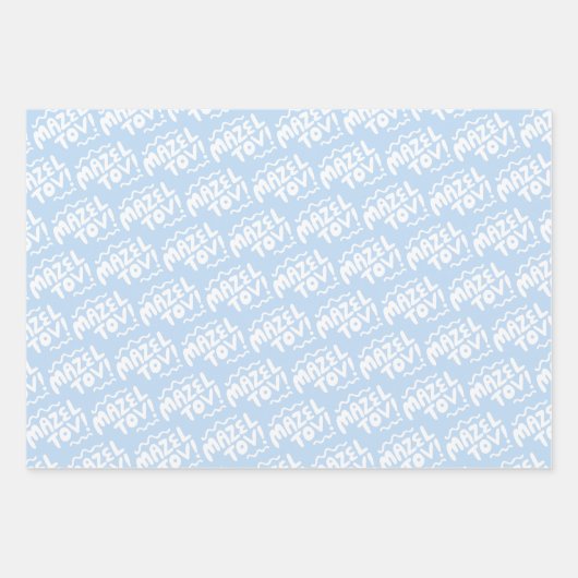 MAZEL TOV Bar Bat Mitzvah Handletter Jewish Blue Geschenkpapier Set (Vorderseite)