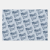 MAZEL TOV Bar Bat Mitzvah Handletter Jewish Blue Geschenkpapier Set (Vorderseite 3)