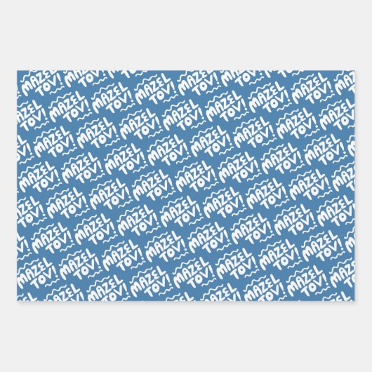 MAZEL TOV Bar Bat Mitzvah Handletter Jewish Blue Geschenkpapier Set (Vorderseite 3)