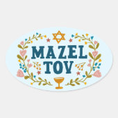 MAZEL TOV BAR BAT MITZVAH Jüdischer individuell ei Ovaler Aufkleber (Vorderseite)