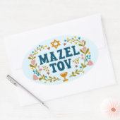 MAZEL TOV BAR BAT MITZVAH Jüdischer individuell ei Ovaler Aufkleber (Umschlag)