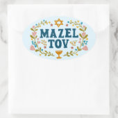 MAZEL TOV BAR BAT MITZVAH Jüdischer individuell ei Ovaler Aufkleber (Tasche)