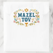 MAZEL TOV BAR BAT MITZVAH Jüdischer individuell ei Ovaler Aufkleber (Tasche)
