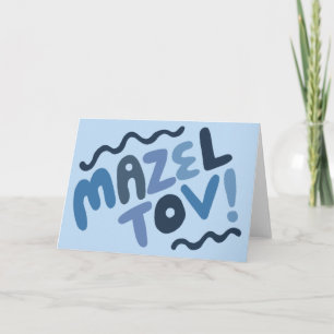 MAZEL TOV BAR MITZVAH Anpassbarer Moderner Blues Karte