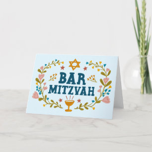 MAZEL TOV Bar MITZVAH Jüdischer, handgezeichnet, k Karte