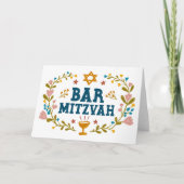 MAZEL TOV Bar MITZVAH Jüdischer, handgezeichnet, k Karte (Vorderseite)