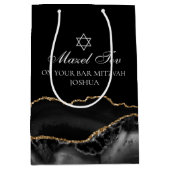 Mazel Tov Black Gold Personalisiert Bar Mitzvah Mittlere Geschenktüte (Vorderseite)