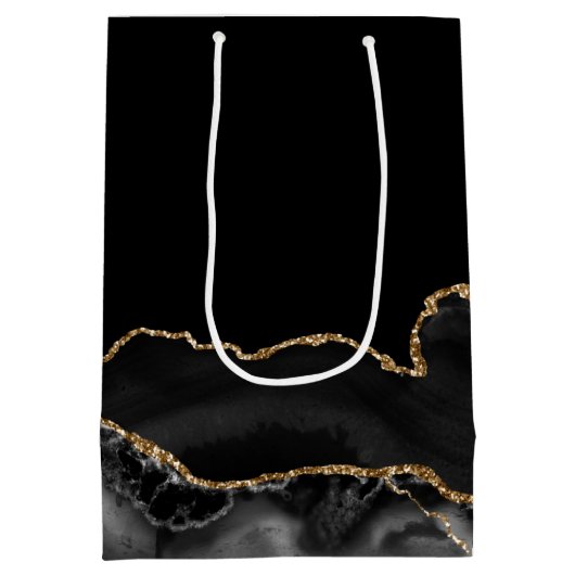 Mazel Tov Black Gold Personalisiert Bar Mitzvah Mittlere Geschenktüte (Rückseite)