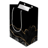 Mazel Tov Black Gold Personalisiert Bar Mitzvah Mittlere Geschenktüte (Rückseite Schrägansicht)