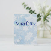 Mazel Tov Blue Stars Postkarte (Stehend Vorderseite)