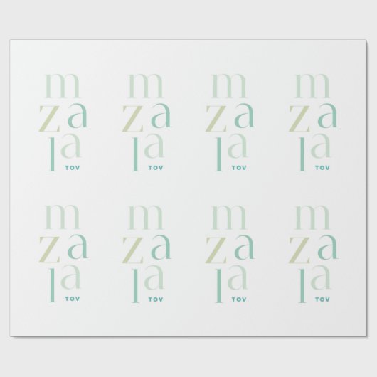 Mazel Tov Glückwunsch Modern Green Hebreb Geschenkpapier (Flach)