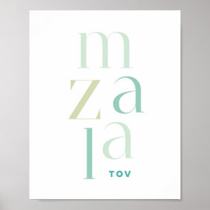 Mazel Tov Glückwunsch Modern Green Hebreb Poster