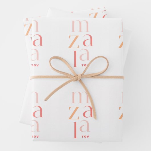 Mazel Tov Glückwunsch Pink Hebräisch Geschenkpapier Set (Beispiel)