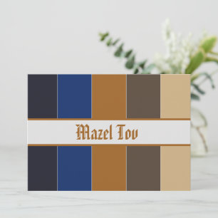 Mazel Tov Gratulationskarte, Blau Braun Beige Einladung