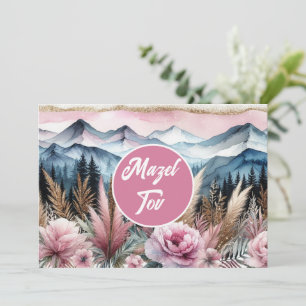 Mazel Tov Gratulationskarte, Florale Berge, Einladung