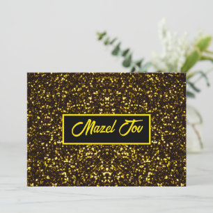 Mazel Tov Gratulationskarte, Gold Schwarz Glitter Einladung