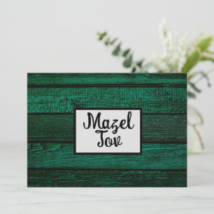 Mazel Tov Gratulationskarte, grünes Holz, rustikal Einladung