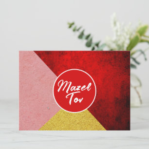 Mazel Tov Gratulationskarte, Rot Gold Pink  Einladung
