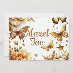 Mazel Tov Gratulationskarte, Schmetterlinge, Braun Einladung