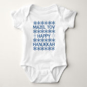 Mazel Tov Happy Hanukkah Snowflakes Jüdisches Part Baby Strampler (Vorderseite)