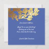 Mazel Tov Hebrew Gold Paper Cut Birds & Branch Karte (Rückseite)