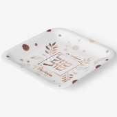 Mazel Tov Hebrew Rose Gold Floral Bat Mitzvah Pappteller (Gewinkelt)