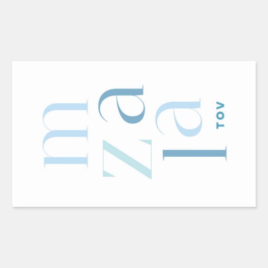Mazel Tov Herzlichen Glückwunsch Blue Hebrew Rechteckiger Aufkleber (Vorderseite)