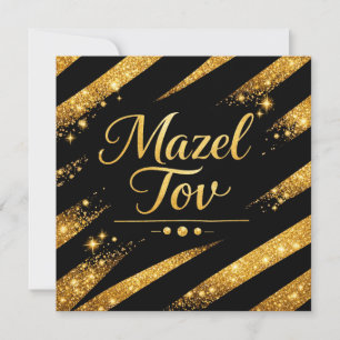 Mazel Tov Karte, Gold Schwarz Luxus Jüdische Begrü