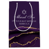 Mazel Tov Lila Gold Personalisiert Bat Mitzvah Mittlere Geschenktüte (Vorderseite)