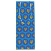 "Mazel Tov!" Monorah Pattern Geschenktasche Geschenktüte Für Weinflaschen (Rückseite)