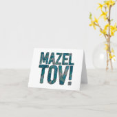 Mazel Tov Patchwork aquamarin Karte (Gelbe Blume)