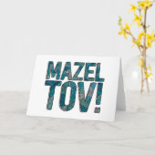 Mazel Tov Patchwork aquamarin Karte (Gelbe Blume)
