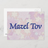 Mazel Tov Pink Stars Postkarte (Vorne/Hinten)