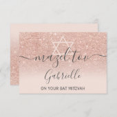 Mazel Tov Rose Gold Glitzer Rosa Bat Mitzvah Dankeskarte