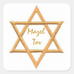 Mazel Tov/Star von David Quadratischer Aufkleber