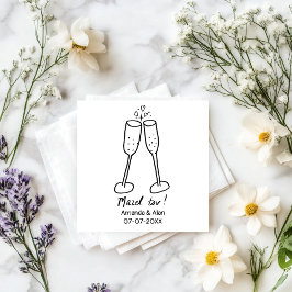 Mazel Tov Wedding Champagne Cheers Sketch CUSTOM Serviette