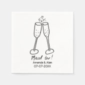Mazel Tov Wedding Champagne Cheers Sketch CUSTOM Serviette (Vorderseite)