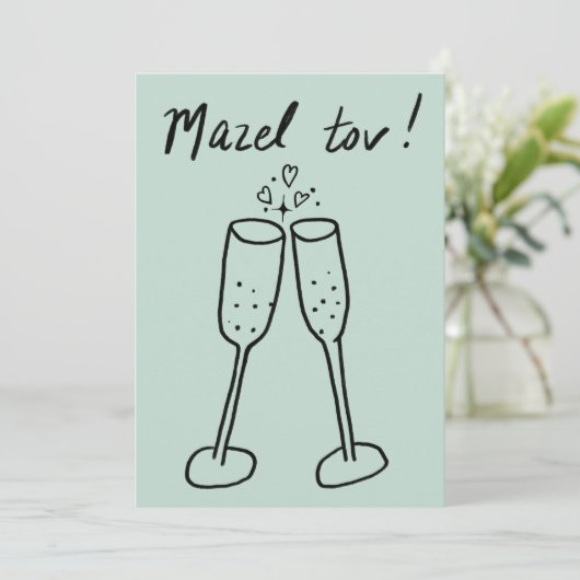Mazel Tov Wedding Champagne Cheers Sketch Doodle (Stehend Vorderseite)