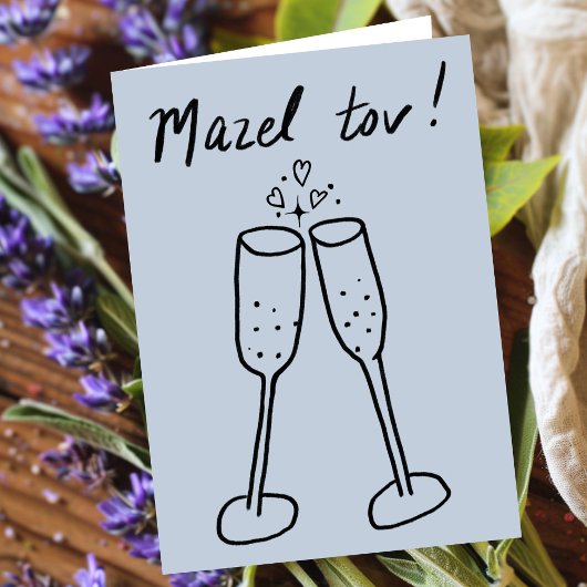 Mazel Tov Wedding Champagne Cheers Sketch Doodle Karte