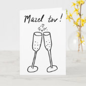 Mazel Tov Wedding Champagne Cheers Sketch Doodle Karte (Gelbe Blume)